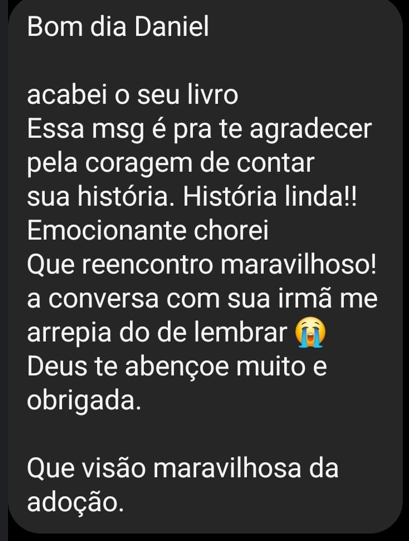 Depoimento de leitor no Instagram