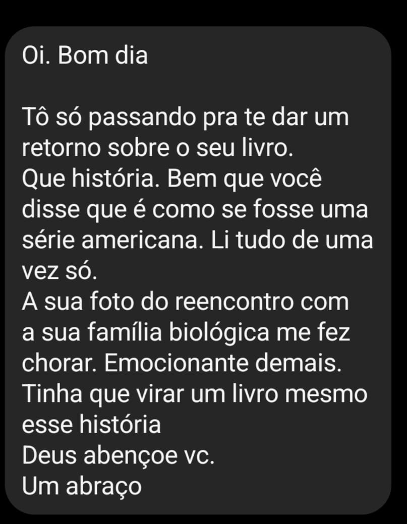 Depoimento de leitor no Instagram