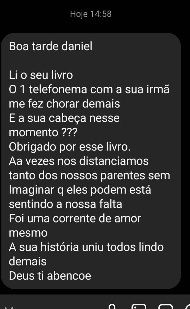 Depoimento de leitor no Instagram