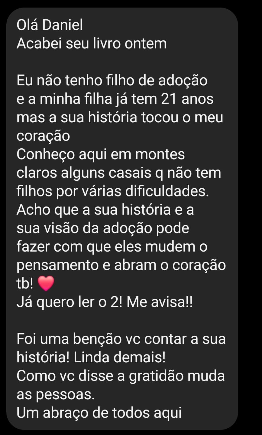 Depoimento de leitor no Instagram